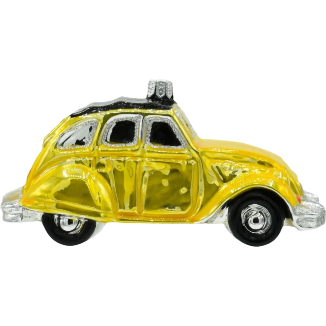 Szklana bombka choinkowa figurka Samochód Citroen 2CV: żółty profil