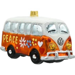 Szklana bombka choinkowa figurka Samochód van hippie: pomarańczowy bok
