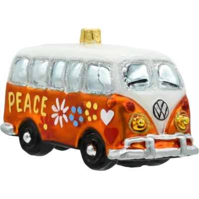 Szklana bombka choinkowa figurka Samochód van hippie: pomarańczowy bok