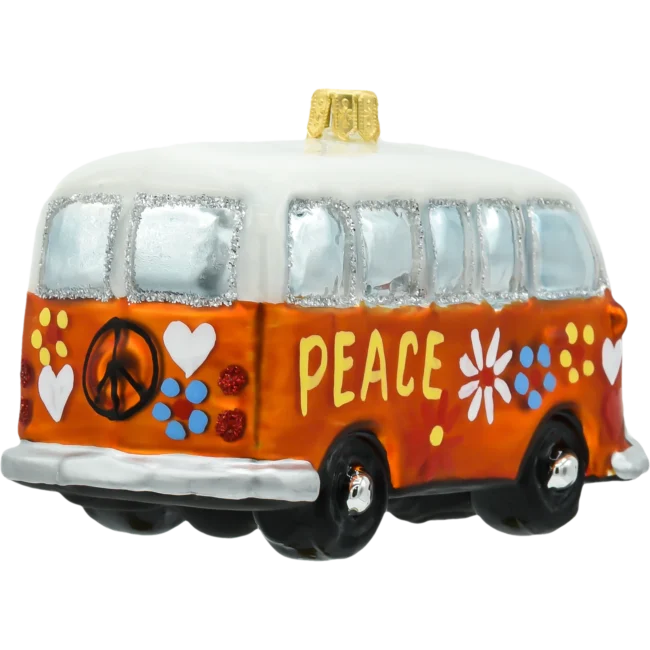 Szklana bombka choinkowa figurka Samochód van hippie: pomarańczowy tył