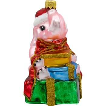 Słoń z prezentami: różowy