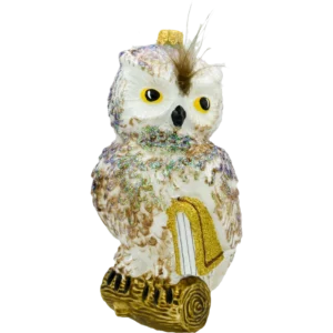 Szklana Bombka Choinkowa Figurka Sowa na gałęzi