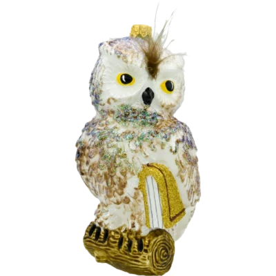 Szklana Bombka Choinkowa Figurka Sowa na gałęzi