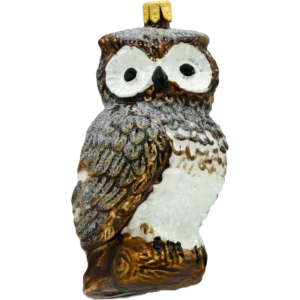 Szklana bombka choinkowa figurka Sówka: brązowa