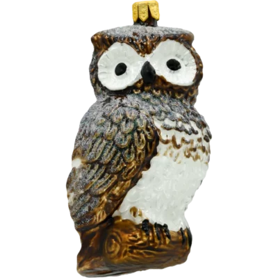 Szklana bombka choinkowa figurka Sówka: brązowa