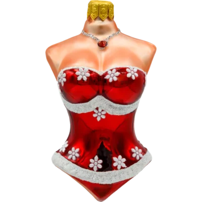 Szklana bombka choinkowa figurka Gorset świąteczny