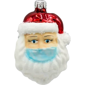 Szklana Bombka Choinkowa Figurka Święty Mikołaj w maseczce