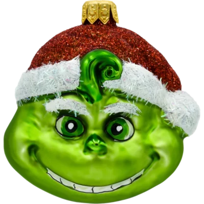 Szklana Bombka Choinkowa Figurka Uroczy grinch w czapce mikołaja