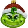Szklana Bombka Choinkowa Figurka Uroczy Grinch w czapce mikołaja