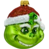 Szklana Bombka Choinkowa Figurka Uroczy grinch w czapce mikołaja bok