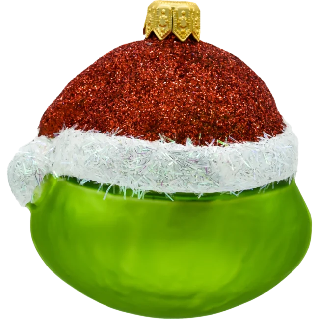 Szklana Bombka Choinkowa Figurka Uroczy Grinch w czapce mikołaja tył