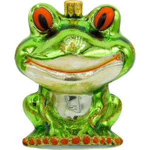 Szklana Bombka Choinkowa Figurka Żaba z uśmiechem