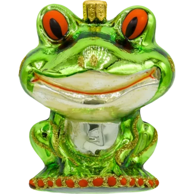 Szklana Bombka Choinkowa Figurka Żaba z uśmiechem