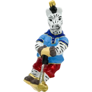 Szklana bombka choinkowa figurka Zebra golfista