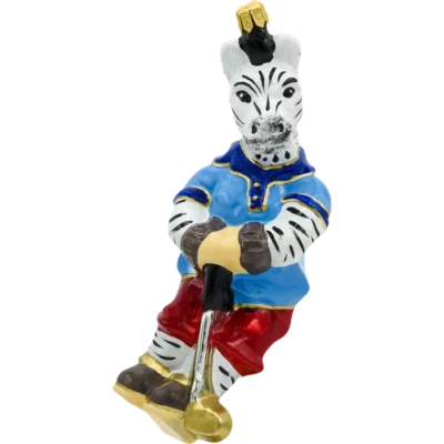 Szklana bombka choinkowa figurka Zebra golfista