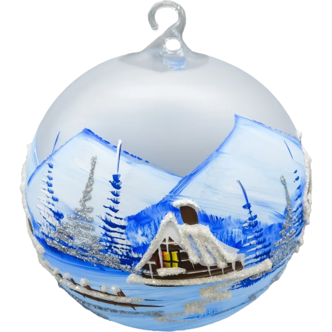Szklana Bombka Lampion ze stojakiem: niebieski