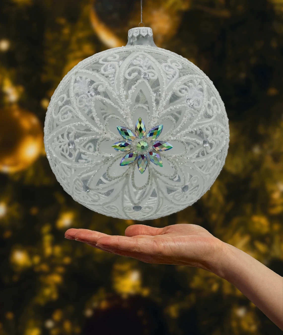 Szklana Bombka okrągła: Zimowy Kryształ realne zdjęcie