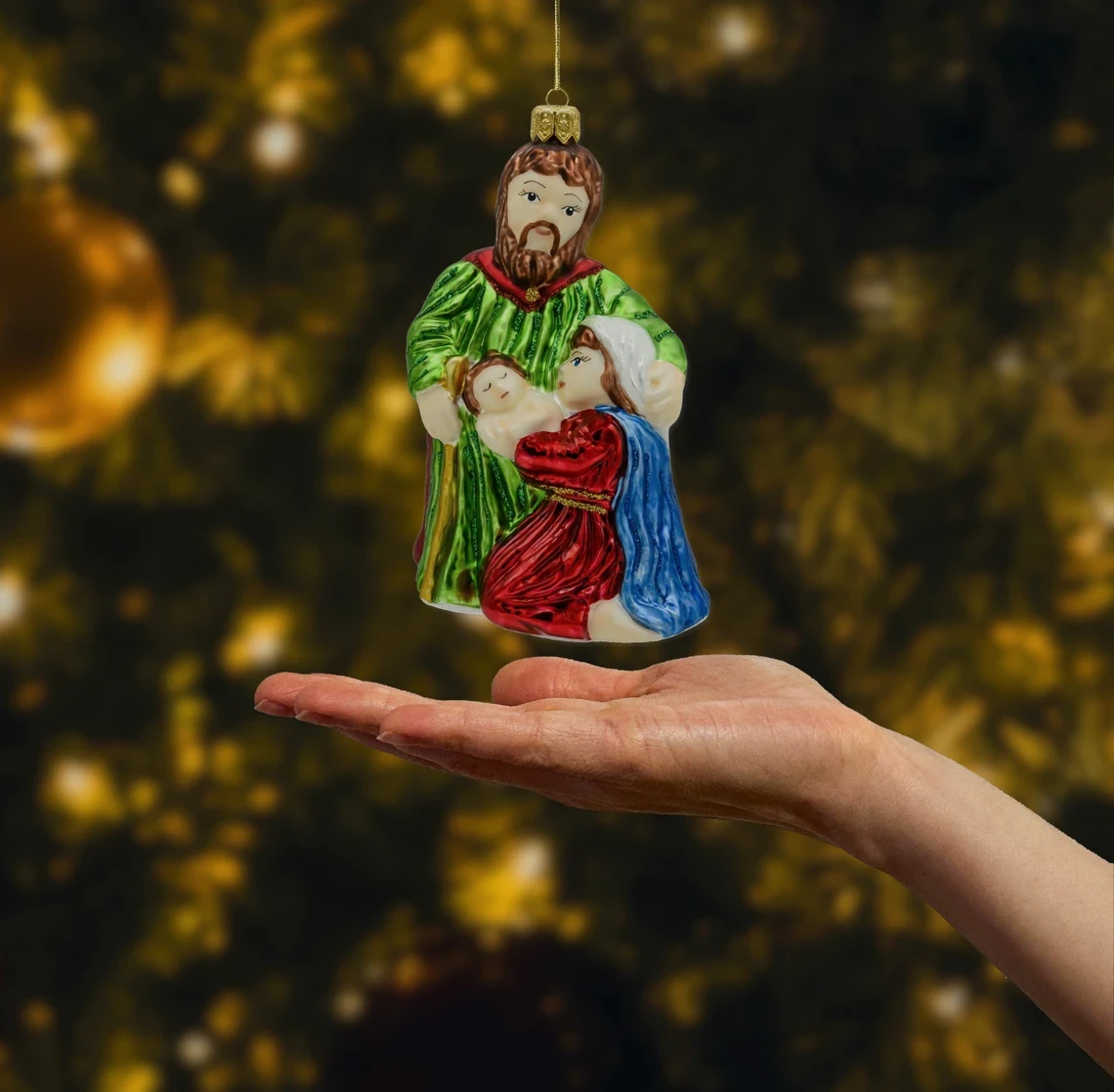 Bombka szklana figurka Święta Rodzina realne zdjęcie