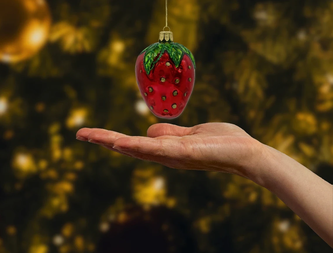 Bombka szklana figurka Truskawka realne zdjęcie