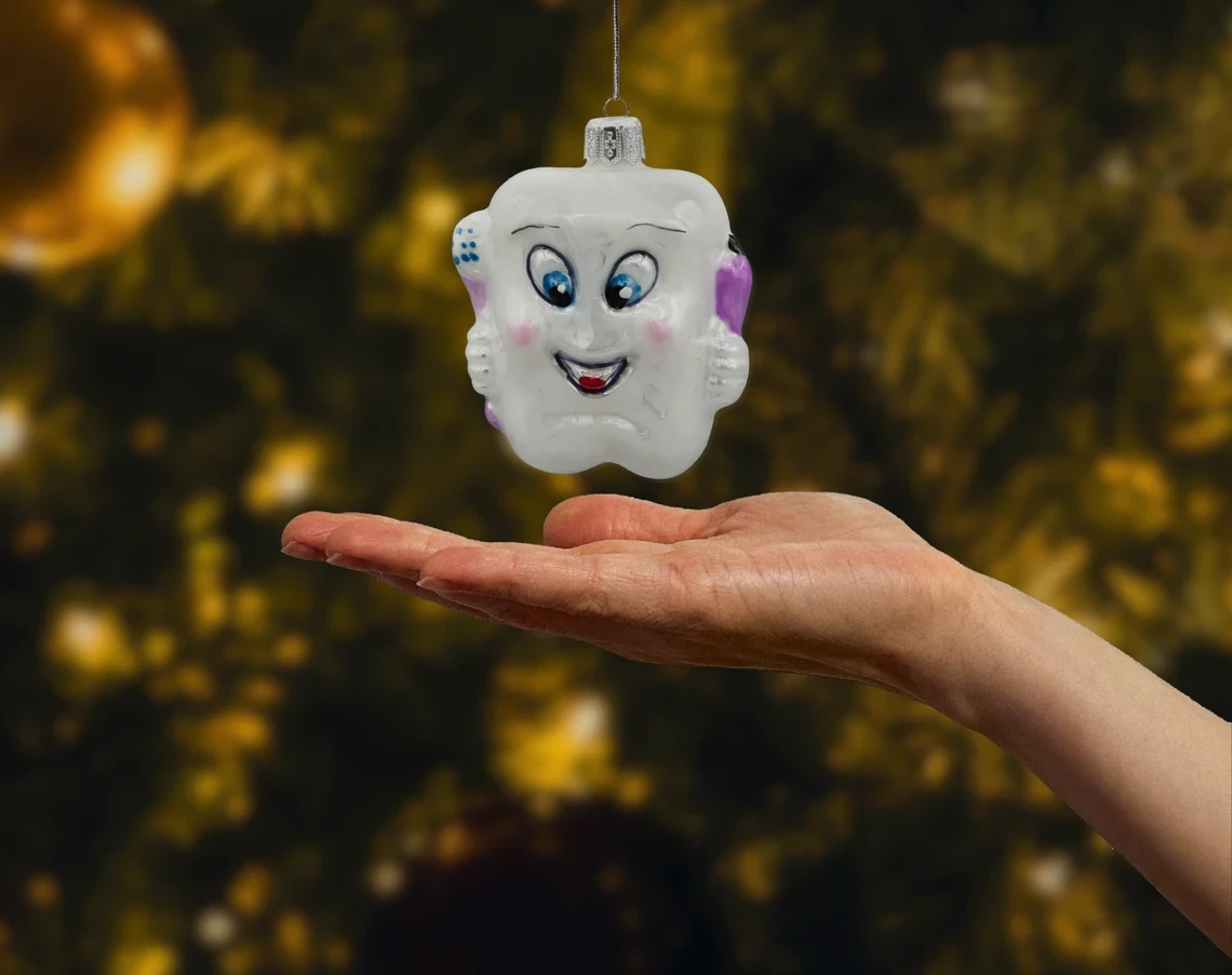 Bombka szklana Ząbek z pastą i szczoteczką: fioletowy realne zdjęcie