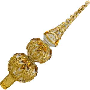 Szklana Bombka Choinkowa Czubek Szpic szklany na choinkę Złoty kryształ przekątna