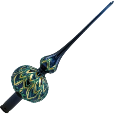 Szklana Bombka Choinkowa Figurka Forma ze szkła Czubek na choinkę leśna korona granatowy kąt