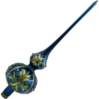 Szklana Bombka Choinkowa Czubek na choinkę szpic niebieski pałac