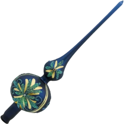 Szklana Bombka Choinkowa Figurka Forma ze szkła czubek na choinkę szpic Szafirowa Gwiazda