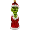 Szklana Bombka Choinkowa Figurka Forma ze szkła Grinch w płaszczu mikołaja błyszczący