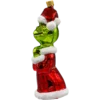 Szklana Bombka Choinkowa Figurka Forma ze szkła grinch w płaszczu mikołaja błyszczący profil