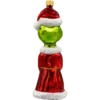 Szklana Bombka Choinkowa Figurka Forma ze szkła grinch w płaszczu mikołaja błyszczący tył