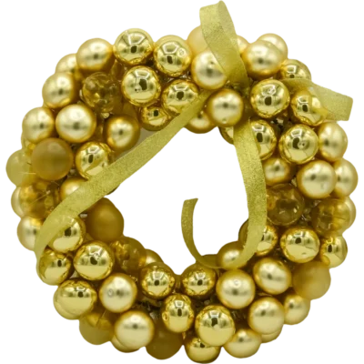 Szklana Bombka choinkowa figurka forma ze szkła Świąteczny Wianek Wieniec z mini bombek złoty