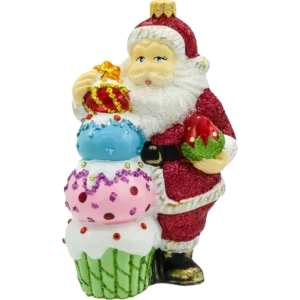 Szklana Bombka Choinkowa Figurka Forma ze szkła Święty Mikołaj cukiernik