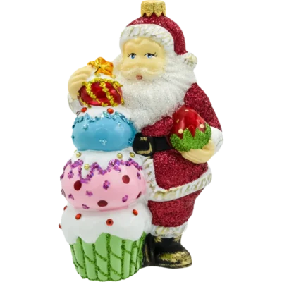 Szklana Bombka Choinkowa Figurka Forma ze szkła Święty Mikołaj cukiernik