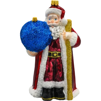 Szklana Bombka Choinkowa Figurka Forma ze szkła Święty Mikołaj z bombką