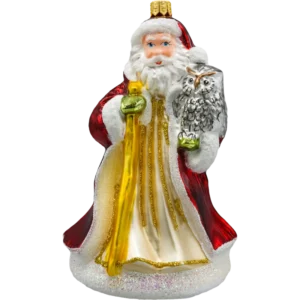 Szklana Bombka Choinkowa Figurka Forma ze szkła Święty Mikołaj z sową