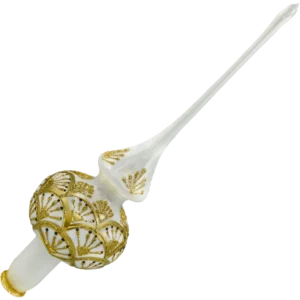 Szklana Bombka Choinkowa Figurka Forma ze szkła Szpic Czubek na choinkę biały ornament wachlarz