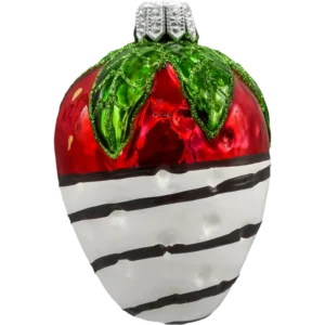 Szklana Bombka Choinkowa Figurka Forma ze szkła Truskawka w białej czekoladzie