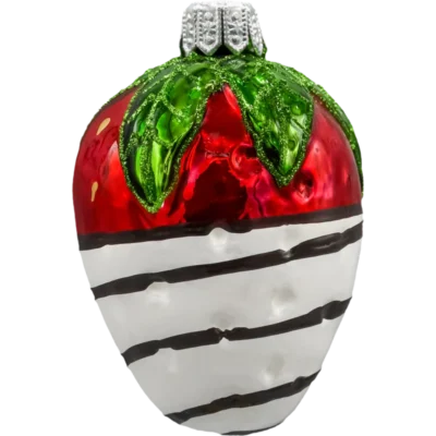 Szklana Bombka Choinkowa Figurka Forma ze szkła Truskawka w białej czekoladzie