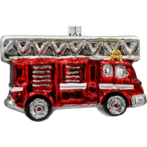 Szklana Bombka Choinkowa Figurka Forma ze szkła Wóz strażacki z drabiną profil