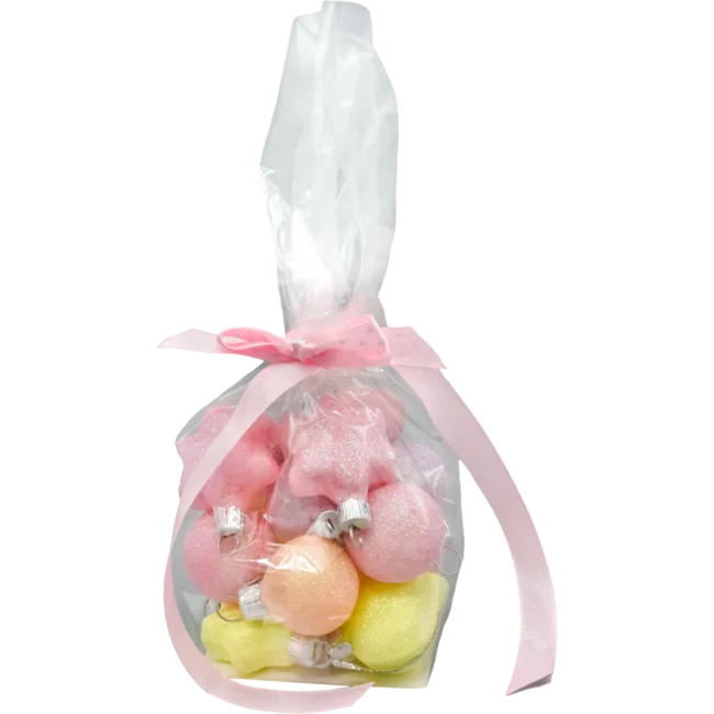 Szklana Bombka Choinkowa Figurka forma ze szkła zestaw pastelowych bombek w woreczku przód