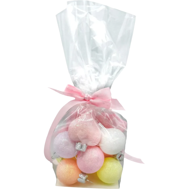 Szklana Bombka Choinkowa Figurka Forma ze szkła Zestaw pastelowych bombek w woreczku tył