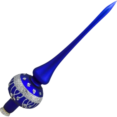 Szklana Bombka Choinkowa Szpic Czubek ze szkła na choinkę Kobaltowa korona przekątna