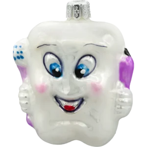 Szklana Bombka Choinkowa Figurka Forma ze szkła ząbek z pastą i szczoteczką fioletowy