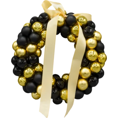 Wieniec Świąteczny z mini bombek: czarno-złoty