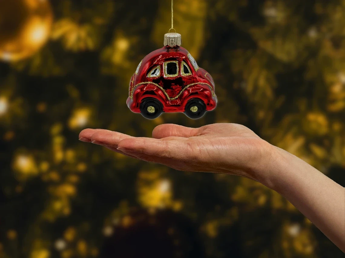 Bombka szklana Auto Garbus Czerwony realne zdjęcie produktu
