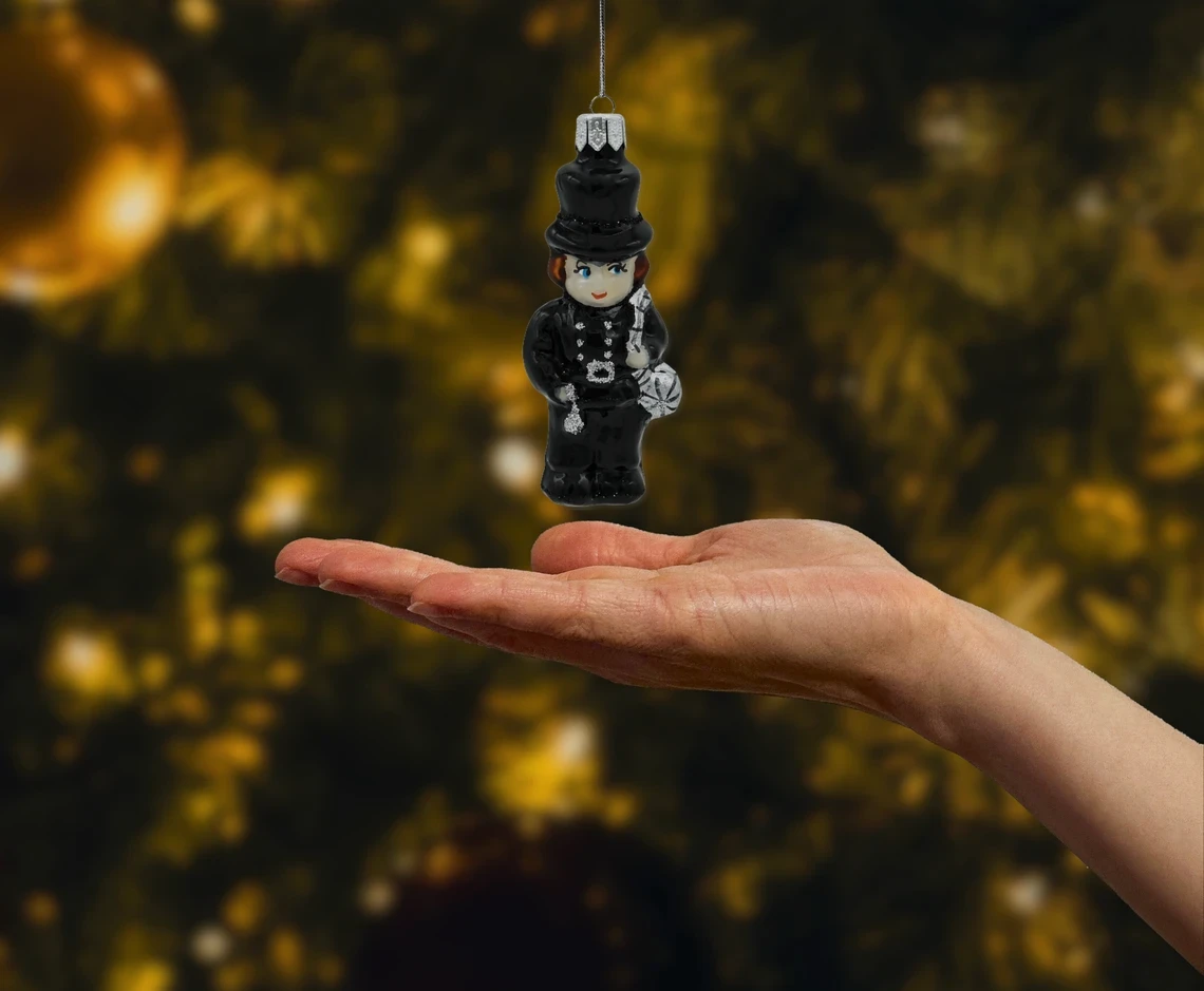 Bombka szklana figurka Kominiarz realne zdjęcie