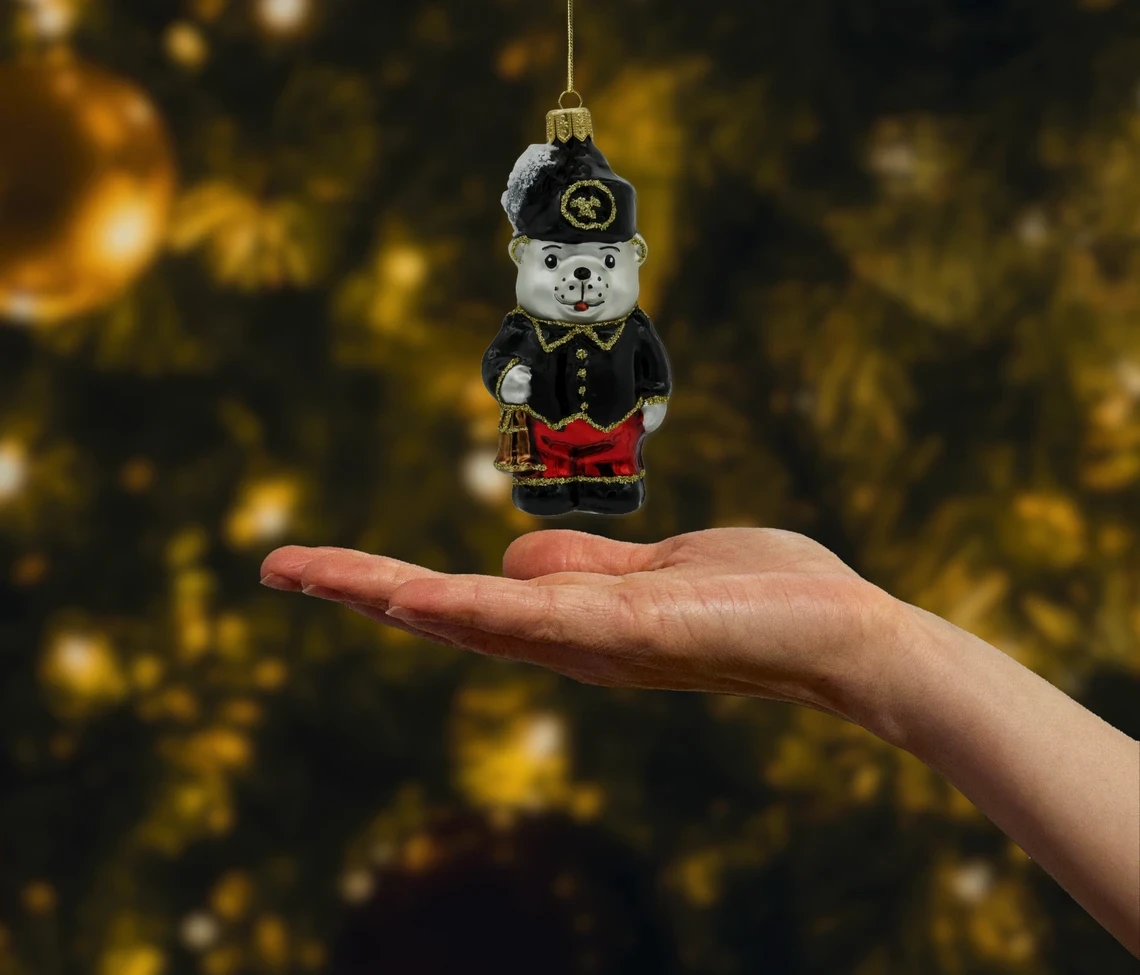 Bombka szklana Miś górnik realne zdjęcie