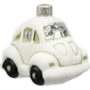 Szklana Bombka Choinkowa Figurka Bańka forma ze szkła Auto garbus biały bok