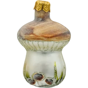 Szklana Bombka Choinkowa Figurka forma bańka ze szkła Borowik z trzema grzybkami front